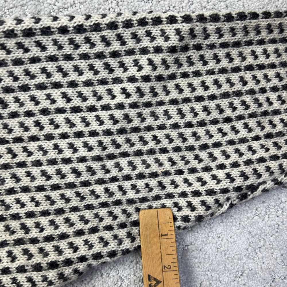 VINTAGE LL Bean Sweater Womens M White Black Birds Eye Wool Blend Made in Norway - Picture 5 of 15